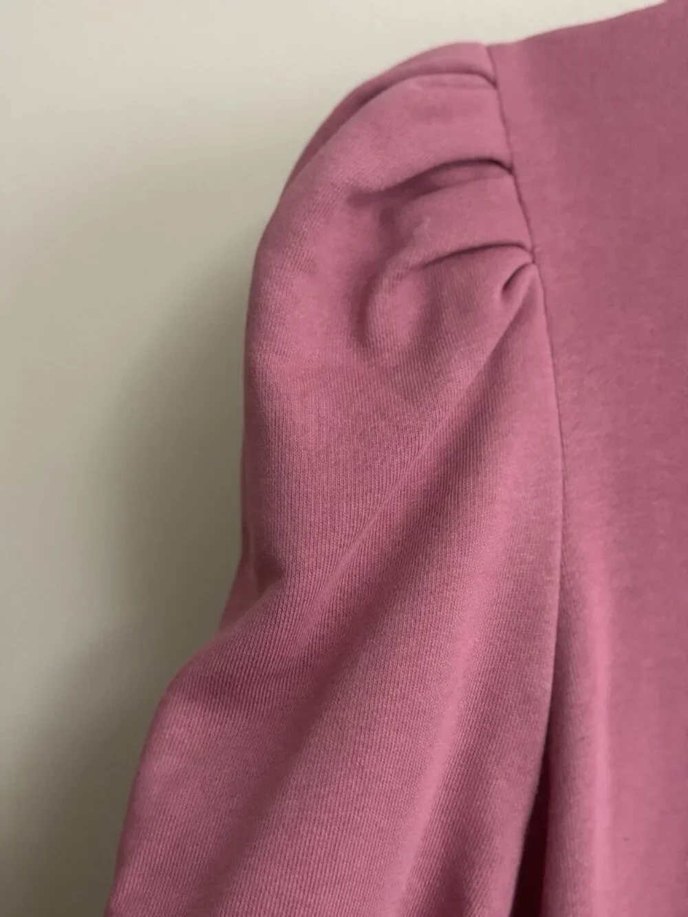 Anthropologie Maeve Puff Sleeve Twofer Layered Tunic Sweatshirt Pink Combo Sz XL - Picture 6 of 11